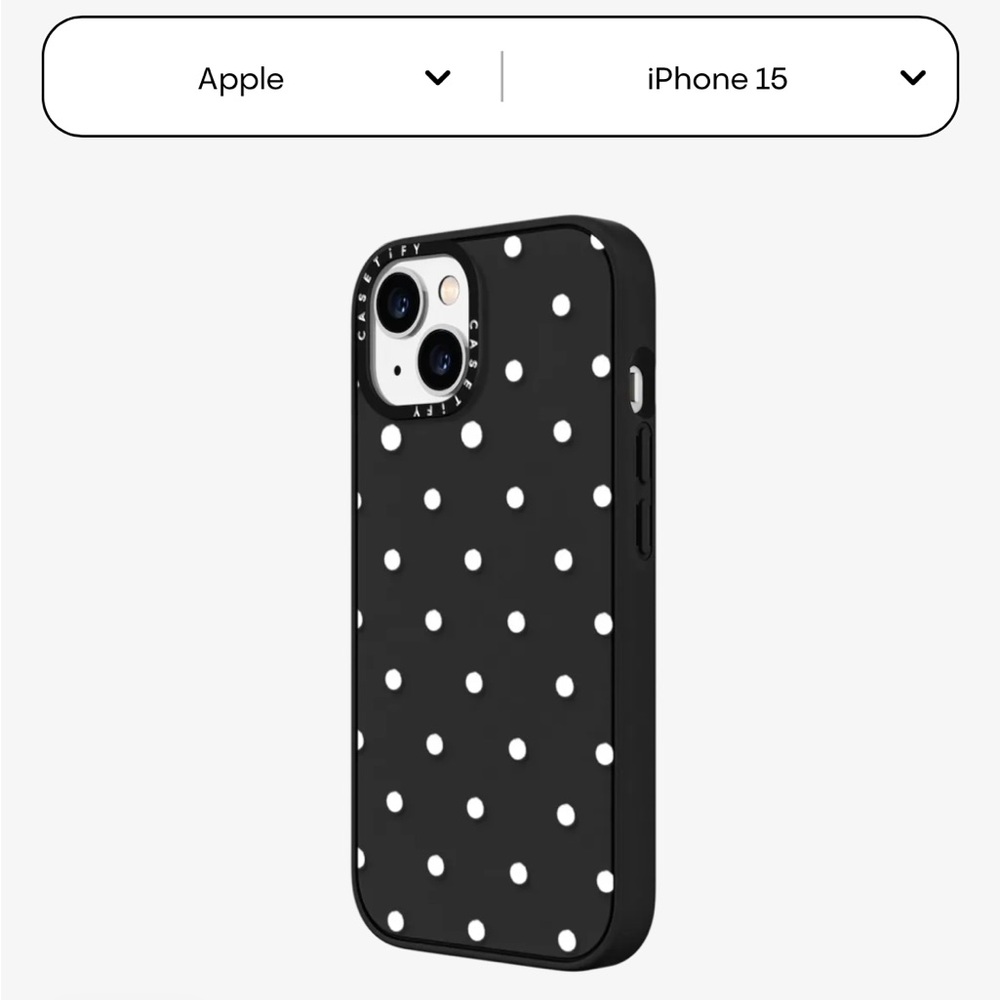 NEW iPhone 15 Black and White Polka Dot Case